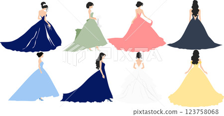 穿著裙子的婦女插圖集 穿著裙子的婦女插圖集 123758068
