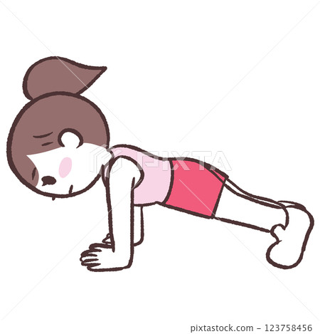 一位女士做伏地挺身的插圖 123758456