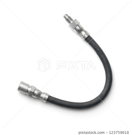 Top view of flexible car brake hose Top view of flexible car brake hose 123759018