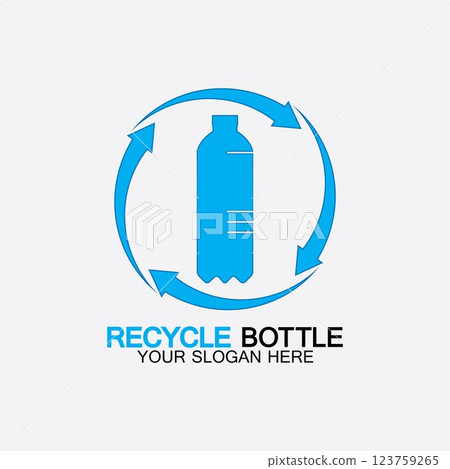 Recycle plastic bottle logo icon vector illustration design.Bottle with recycle symbol. Plastic recycling symbol flat icon-vector illustration 123759265