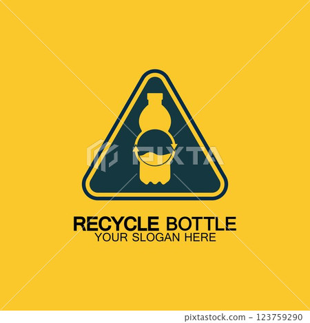 Recycle plastic bottle logo icon vector illustration design.Bottle with recycle symbol. Plastic recycling symbol flat icon-vector illustration 123759290