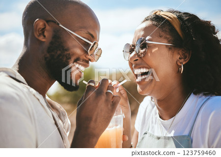 Summer, love and couple share a drink on Mexico vacation together for travel, happy and relax in nature. Romance, lifestyle and smile with man and woman drinking with straw for date, care and trip Summer, love and couple share a drink on Mexico vacation together for travel, happy and relax in nature. Romance, lifestyle and smile with man and woman drinking with straw for date, care and trip 123759460