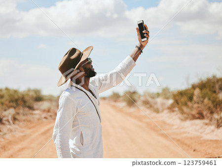 Travel influencer, man or phone live streaming for social media review of National Park in South Africa for content creator vlog. Vlogger, blogger or tourist on 5g mobile technology and lost network Travel influencer, man or phone live streaming for social media review of National Park in South Africa for content creator vlog. Vlogger, blogger or tourist on 5g mobile technology and lost network 123759461