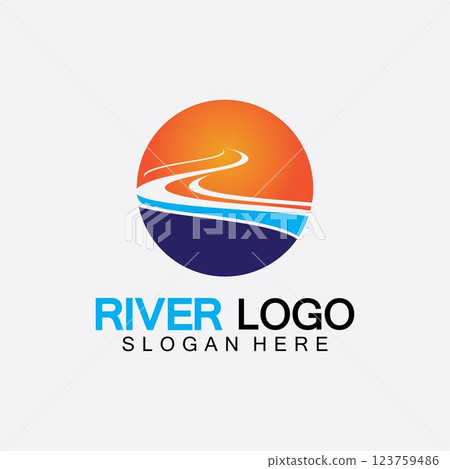 River Logo vector icon illustration design template River Logo vector icon illustration design template 123759486