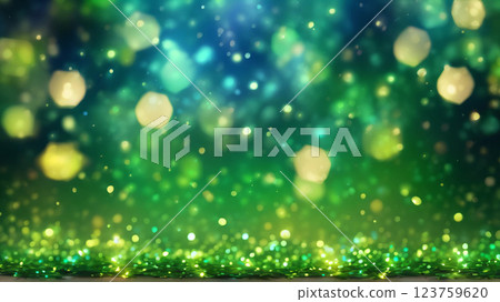 Fantastic green and blue light bokeh background 123759620