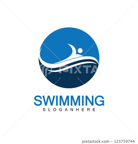 Swimming logo vector illustration design.Swimming Club. Swimmer logo design template Swimming logo vector illustration design.Swimming Club. Swimmer logo design template 123759744