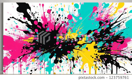Colorful paint splashes - energetic abstract art 123759761