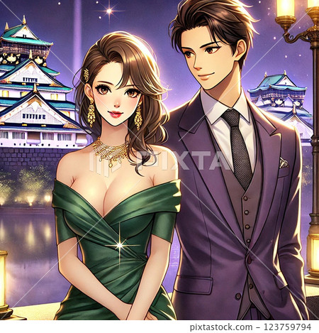 A romantic date for adults on a glittering night Generative AI 123759794