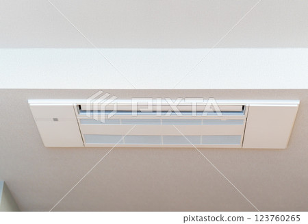 Ceiling-embedded air conditioners (B) that make the room look neat and stylish when building a new house, remodeling, or renovating. Ceiling-embedded air conditioners (B) that make the room look neat and stylish when building a new house, remodeling, or renovating. 123760265