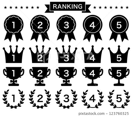 A set of medals and crowns for rankings, etc. - 1 color A set of medals and crowns for rankings, etc. - 1 color 123760325