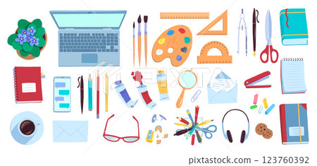 Education and office workplace with laptop 123760392