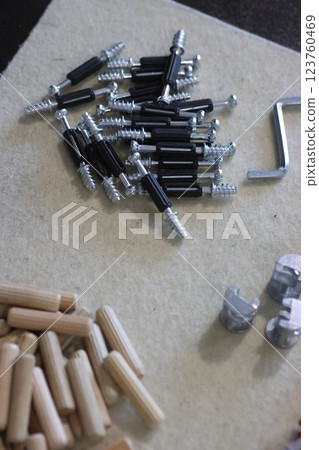 A set of elements for assembling an ottoman. 123760469