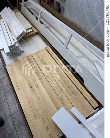 A set of elements for assembling an ottoman. 123760480