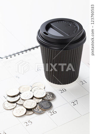 Convenience store coffee and calendar 123760583