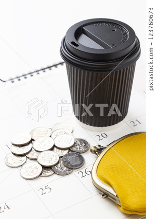 Convenience store coffee and calendar Convenience store coffee and calendar 123760673