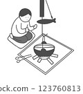 People warming themselves by the hearth 123760813