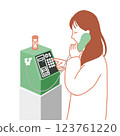 Person using a public phone 123761220