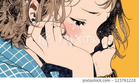 A young woman biting her lip and looking anxious 123761228