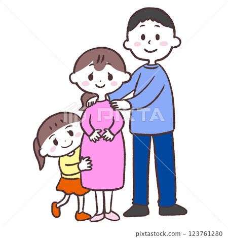 一對夫婦和他們的女兒的插圖 123761280