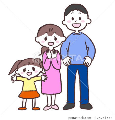Happy family of three illustration 123761358