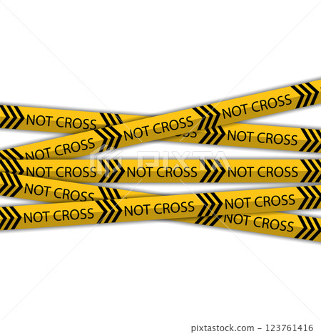 Vector Warning Tapes Set. Yellow and Black Danger Caution Sign. Striped Transition Abstract Strict Barrier. Diagonal Striped Lines. Danger in Construction or on the Road 123761416