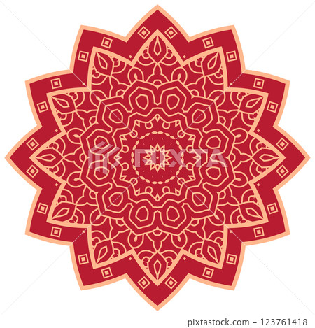 Vector Japanese pattern in oriental geometric traditional style. Festive ornament for lunar chinese new year decoration. Red and golden asian creative motif. Abstract Waves and Circles Vector Japanese pattern in oriental geometric traditional style. Festive ornament for lunar chinese new year decoration. Red and golden asian creative motif. Abstract Waves and Circles 123761418
