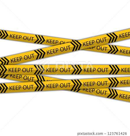 Vector Warning Tapes Set. Yellow and Black Danger Caution Sign. Striped Transition Abstract Strict Barrier. Diagonal Striped Lines. Danger in Construction or on the Road 123761426