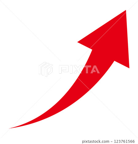 白色背景上向右上升的紅色箭頭的簡單圖示 123761566