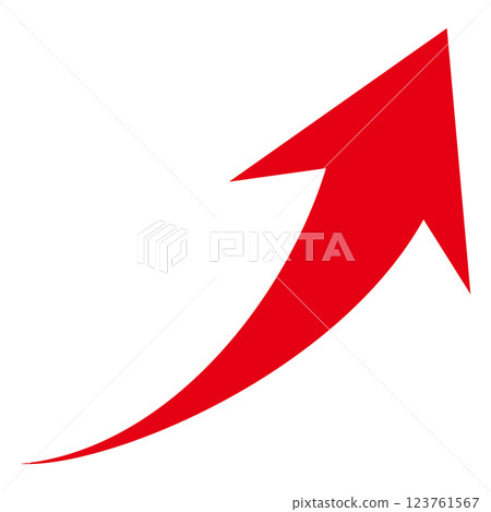 白色背景上向右上升的紅色箭頭的簡單圖示 123761567