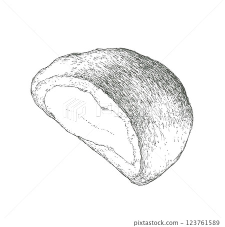 奶油麵包的手繪插圖 123761589