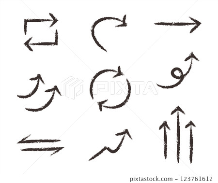 Simple hand-drawn arrow set with pencil Simple hand-drawn arrow set with pencil 123761612