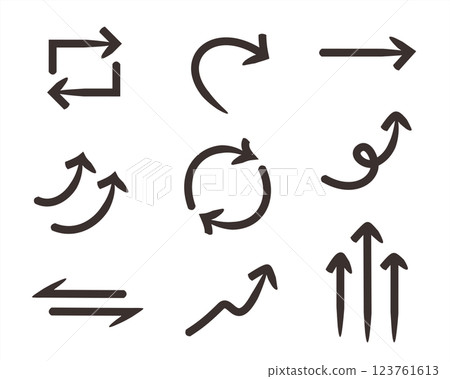 Simple hand-drawn arrow set with pen 123761613