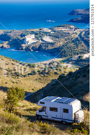 Caravan on coast in France 123761914