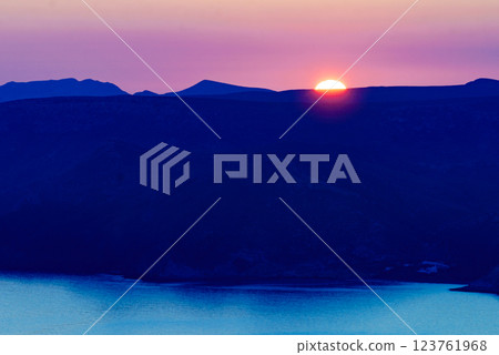 Sunset over coast landscape, Mesa Roldan Spain Sunset over coast landscape, Mesa Roldan Spain 123761968
