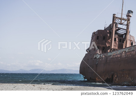 The famous shipwreck near Gythio Greece The famous shipwreck near Gythio Greece 123762049