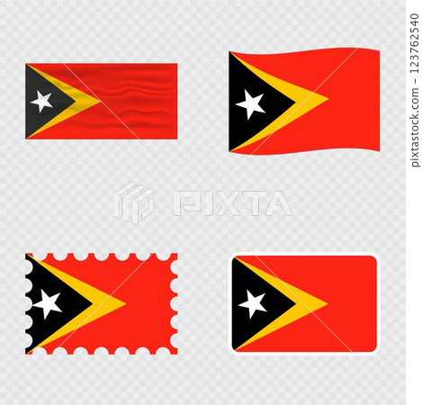 East Timor national flag in four different styles. East Timor national flag in four different styles. 123762540