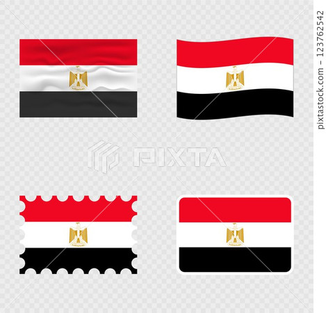 Egypt national flag in four different styles. 123762542