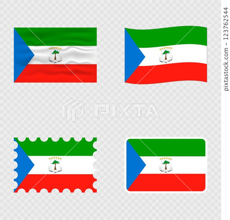 Equatorial Guinea national flag in four different styles. 123762544