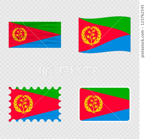 Eritrea national flag in four different styles. 123762545