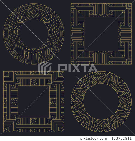 Set decorative circular vintage geometrical ornament. Set decorative circular vintage geometrical ornament. 123762811
