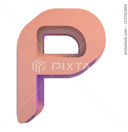 3D rendered illustration. Pink decorative font. Art lettering. 123762864