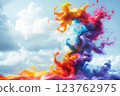 Colorful and beautiful waves 123762975