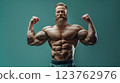 A macho, middle-aged man posing 123762976