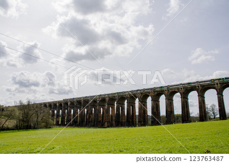 Historic brick viaduct in the Ouse Valley, south of London 123763487