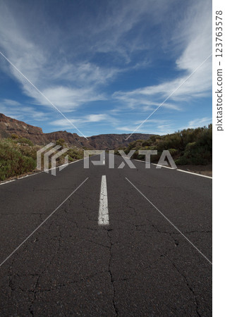 Road in El Teide National Park, Tenerife, Canary Islands, Spain Road in El Teide National Park, Tenerife, Canary Islands, Spain 123763578