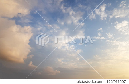 Gentle clouds floating on blue sky, nature atmosphere background 123763607