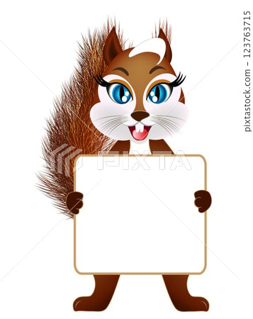 Squirrel standing with a banner. 123763715