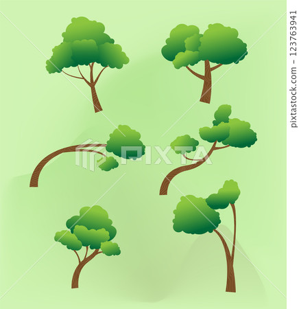 Tree Pack Illustration Various Green Trees Collection 123763941