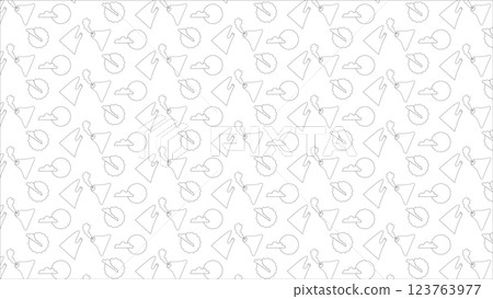 Seamless Nature Line Art Pattern Mountains, Volcano, Clouds, and Sun 123763977