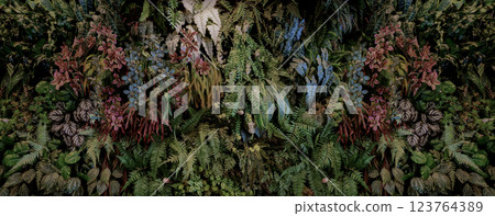 Herb wall, plant wall, natural green wallpaper and background.  123764389